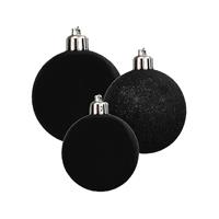 Cosy & Trendy Kerstversiering set kerstballen zwart 6 - 8 cm - pakket van 42x stuks -