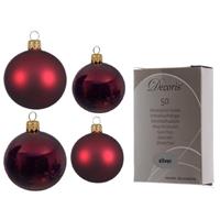 Decoris Glazen kerstballen pakket donkerrood glans/mat 38x stuks 4 en 6 cm inclusief haakjes -