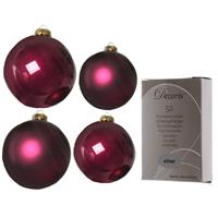 Decoris Glazen kerstballen pakket framboos roze glans/mat 38x stuks 4 en 6 cm inclusief haakjes -