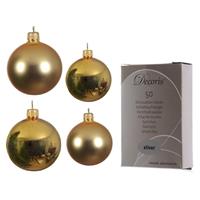 Decoris Glazen kerstballen pakket goud glans/mat 38x stuks 4 en 6 cm inclusief haakjes -