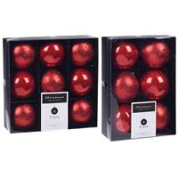 Excellent Houseware Kerstversiering kunststof kerstballen rood 6 en 8 cm pakket van 45x stuks -