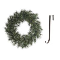 Decoris Groene kerstkrans 60 cm Malmo met ijzeren hanger -
