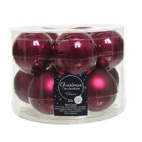 Decoris 10x stuks glazen kerstballen framboos roze (magnolia) 6 cm mat/glans -