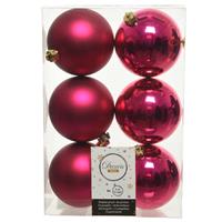 Decoris 30x Bessen roze kerstballen 8 cm kunststof mat/glans -