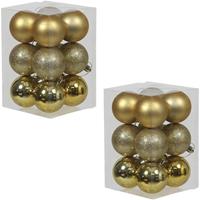 Bellatio 24x Gouden kunststof kerstballen 6 cm glans/mat/glitter -