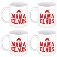 Bellatio Set van 4x stuks mama Claus koffiemokken / theebekers kerst cadeau mama 300 ml -