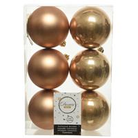 Decoris 30x Camel bruine kerstballen 8 cm kunststof mat/glans -