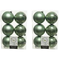 Decoris 12x Salie groene kerstballen 8 cm kunststof mat/glans -