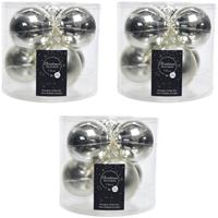 Decoris 18x Zilveren glazen kerstballen 8 cm glans en mat -