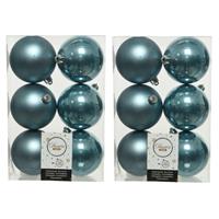 Decoris 18x stuks kunststof kerstballen ijsblauw (blue dawn) 8 cm glans/mat -