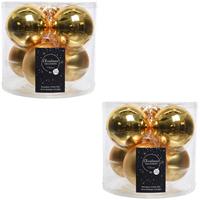 Decoris 12x Gouden glazen kerstballen 8 cm glans en mat -