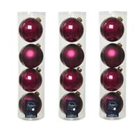 Decoris 16x stuks glazen kerstballen framboos roze (magnolia) 10 cm mat/glans -