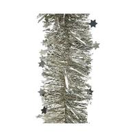 Decoris 6x Mat zilveren sterren kerstslingers 10 x 270 cm kerstboom -