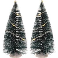 Bellatio Kerstdorp onderdelen 6x Kerstbomen 15 cm met LED verlichting -