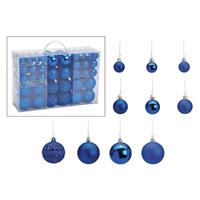 Bellatio 100x Kunststof kerstballen blauw 3, 4 en 6 cm -