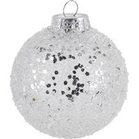 Bellatio 4x Zilveren glitter kerstballen kunststof 8 cm type 1 -