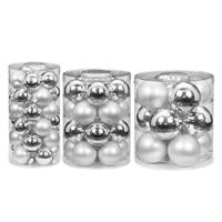 Bellatio 62x stuks glazen kerstballen elegant zilver mix 4, 6 en 8 cm glans en mat -