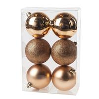Cosy & Trendy 18x Koperkleurige kerstballen 8 cm kunststof mat/glans -