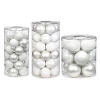 Bellatio 62x stuks glazen kerstballen wit 4, 6 en 8 cm glans en mat -