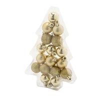 Cosy & Trendy 17x stuks kleine kunststof kerstballen goud 3 cm mat/glans/glitter -