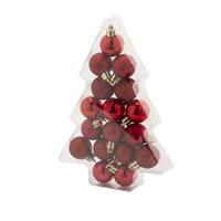 Cosy & Trendy 17x stuks kleine kunststof kerstballen rood 3 cm mat/glans/glitter -