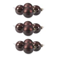 Bellatio 12x stuks glazen kerstballen donkerbruin (chestnut) 10 cm mat/glans -