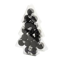 Cosy & Trendy 17x stuks kleine kunststof kerstballen zwart 3 cm mat/glans/glitter -