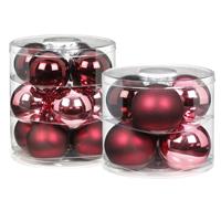 Bellatio 42x Berry Kiss mix roze/rode glazen kerstballen glans en mat -