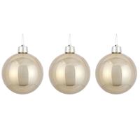 Mica Decorations 3x Grote kunststof decoratie kerstballen licht champagne 20 cm -