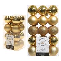 Decoris Kerstversiering kunststof kerstballen goud 4-6 cm pakket van 46x stuks -