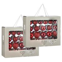 House of Seasons 84x Glazen kerstballen rood 5-6-7 cm mat/glans -