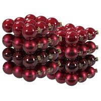 Bellatio 72x stuks glazen kerstballen rood/donkerrood 4 en 6 cm mat/glans -