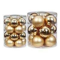 Bellatio 42x stuks glazen kerstballen elegant goud mix 6 en 8 cm glans en mat -