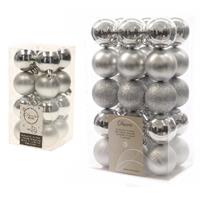 Decoris Kerstversiering kunststof kerstballen zilver 4-6 cm pakket van 46x stuks -