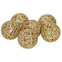 Bellatio 24x Rotan kerstballen goud met glitters 5 cm kerstboomversiering -