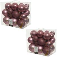 Decoris 52x Oud roze kerstballen 6-8-10 cm kunststof mix -