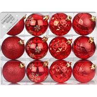 Christmas goods Set van 24x luxe rode kerstballen 6 cm kunststof mat/glans -