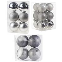 Cosy & Trendy Kerstversiering set kerstballen zilver 6 - 8 - 10 cm - pakket van 62x stuks -