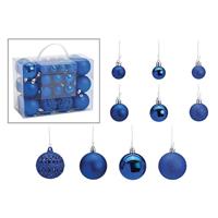 Bellatio 50x Kunststof kerstballen blauw 3, 4 en 6 cm -