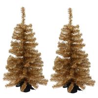 Bellatio Decorations 2x stuks kunstbomen/kunst kerstbomen goud 90 cm -