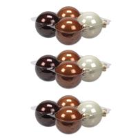 Bellatio 12x stuks glazen kerstballen natuurtinten (opal natural) 10 cm mat/glans -