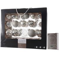 Decoris Kerstversiering glazen kerstballen mix pakket 5-6-7 cm zilver 42x stuks met haakjes -