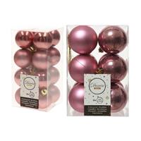 Decoris Kerstversiering kunststof kerstballen oud roze 4-6 cm pakket van 40x stuks -