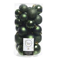 Decoris 60x Donkergroene kerstballen 4 - 5 - 6 cm kunststof -