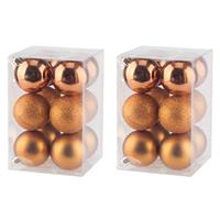 Cosy & Trendy 24x stuks kunststof kerstballen oranje 6 cm mat/glans/glitter -