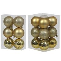 Cosy & Trendy Kerstversiering set kerstballen goud 6 - 8 cm - pakket van 36x stuks -