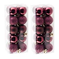Cosy & Trendy 40x Kleine aubergine roze kerstballen 3 cm kunststof -