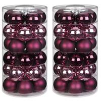 Christmas goods 60x Berry Kiss mix roze/rode glazen kerstballen 6 cm glans en mat -
