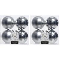 Decoris 24x Zilveren kerstballen 10 cm kunststof mat/glans -