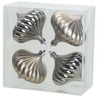 Cosy & Trendy 4x Zilveren tol kerstballen 10 cm kunststof kerstversiering -